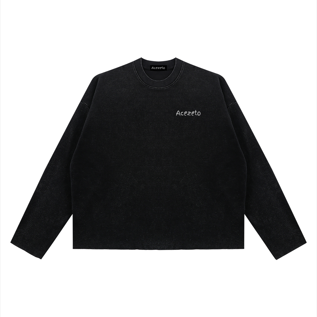 Long Sleeve Waffle - Black