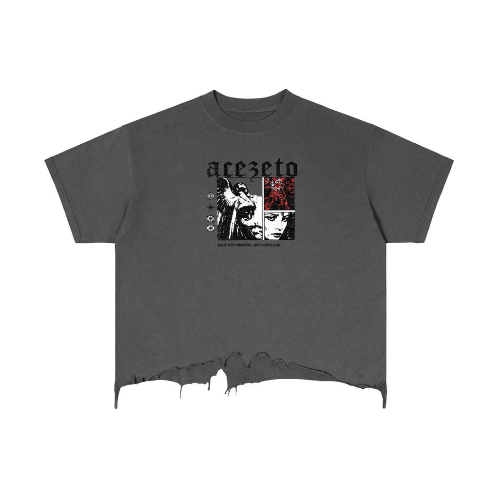 Vintage Wash Boxy Distressed Hem T-Shirt